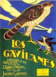 cartel oficial de la obra Zarzuela: LOS GAVILANES del maestro Jacinto Guerrero.